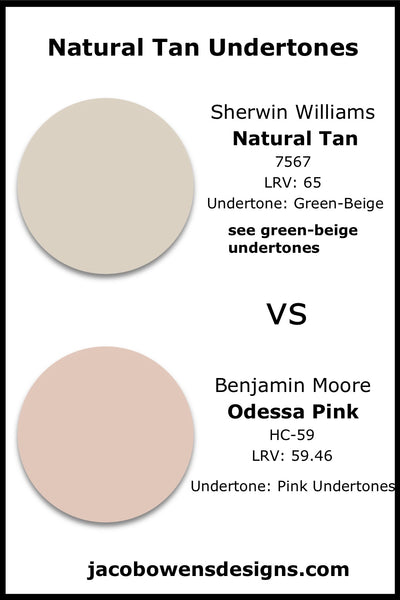 Sherwin Williams Natural Tan vs Benjamin Moore Odessa Pink