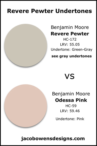 Benjamin Moore Revere Pewter vs Benjamin Moore Odessa Pink