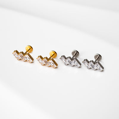 Grayling Tiny Trio Flat Back Sleeper Earrings - Gold - Hypoallergenic Titanium - 1/4 Inches - 20GA/0.8mm - Pair