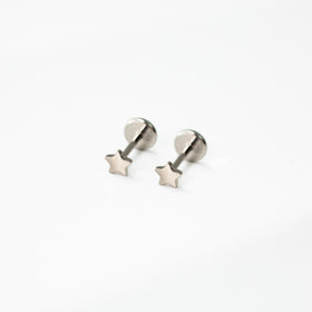 Heart Flat Back Sleeper Earrings - Grayling - Titanium - Hypoallergenic - 1/4 inch Length - 20ga - Waterproof Gold PVD Finish