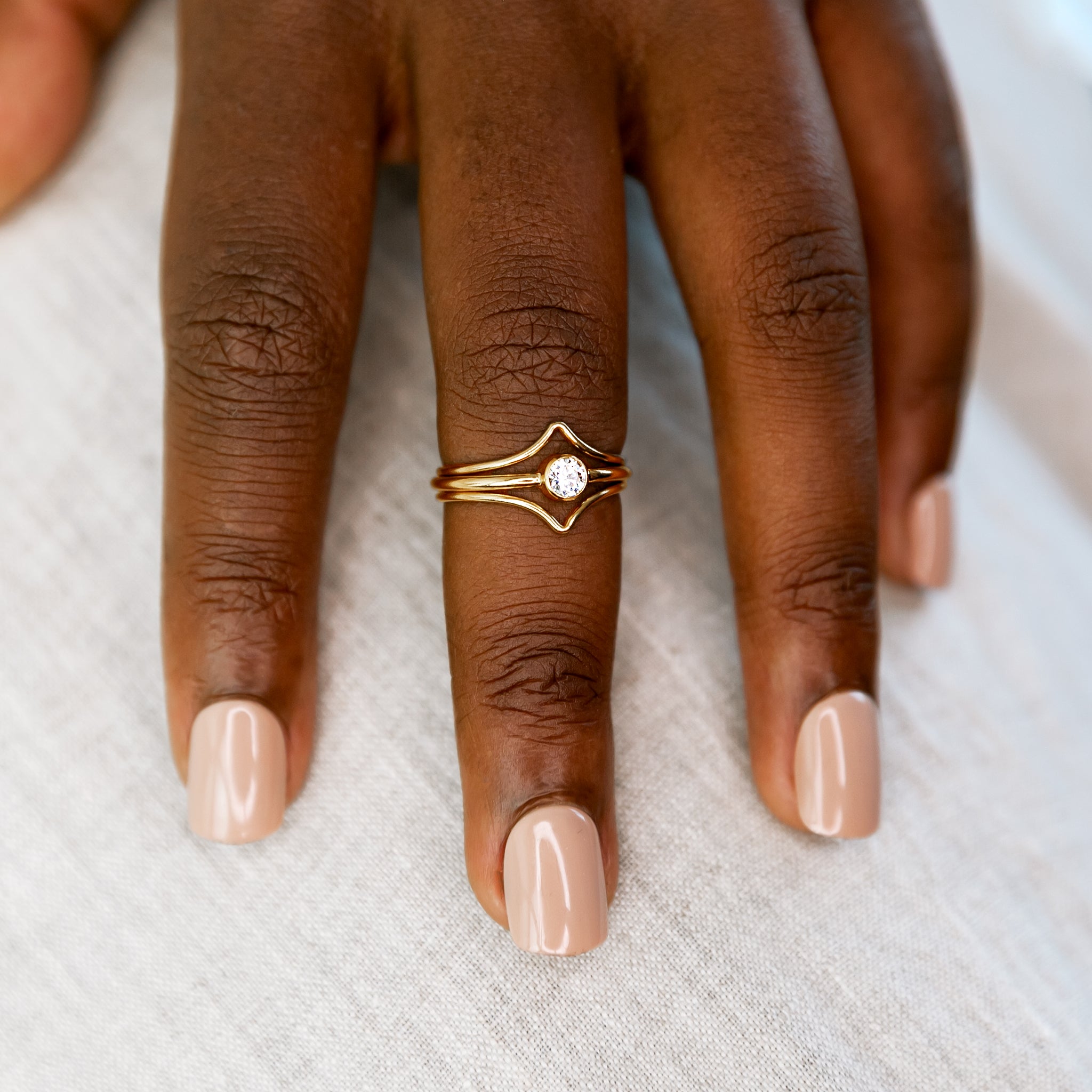 Collette + Chevron Framing Rings - Set of 3 - 14k Gold Fill