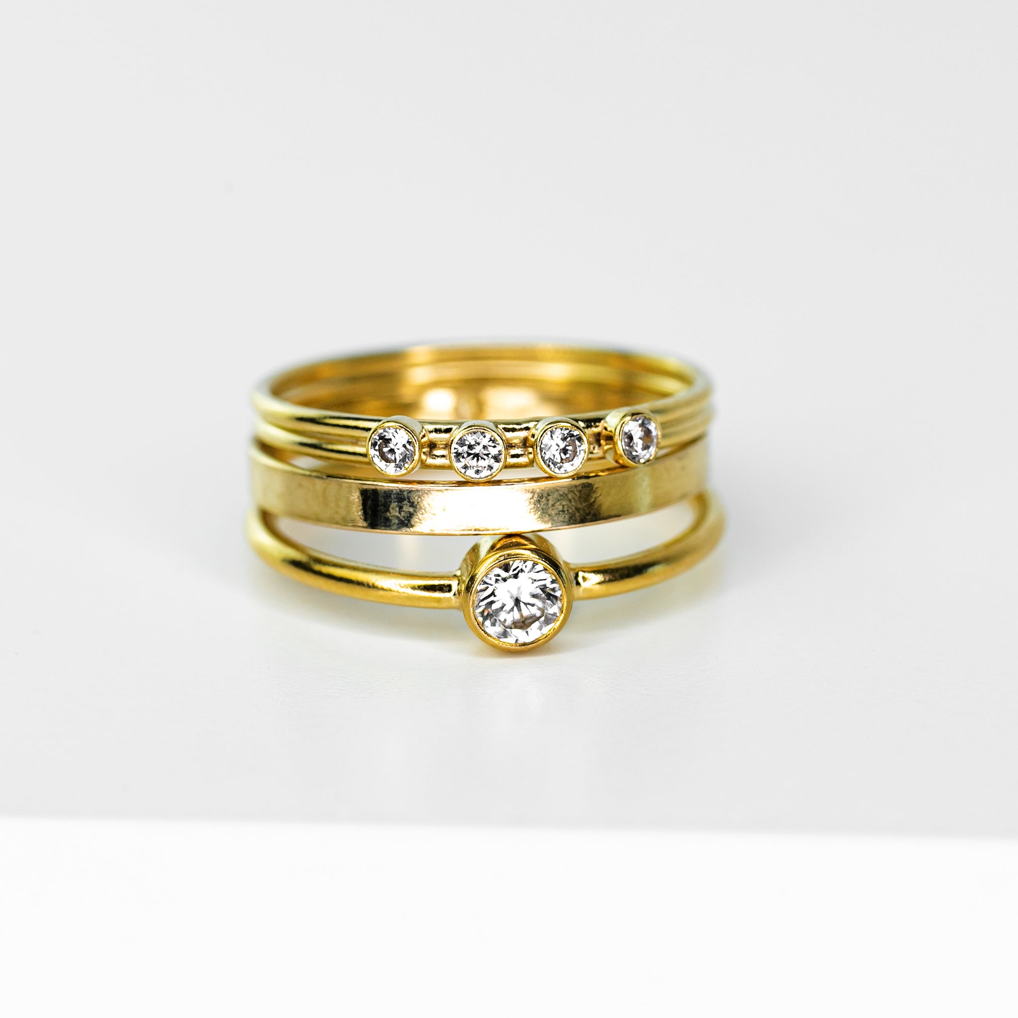 Radiant Stacking Ring Trio - Set of 3 - 14k Gold Fill