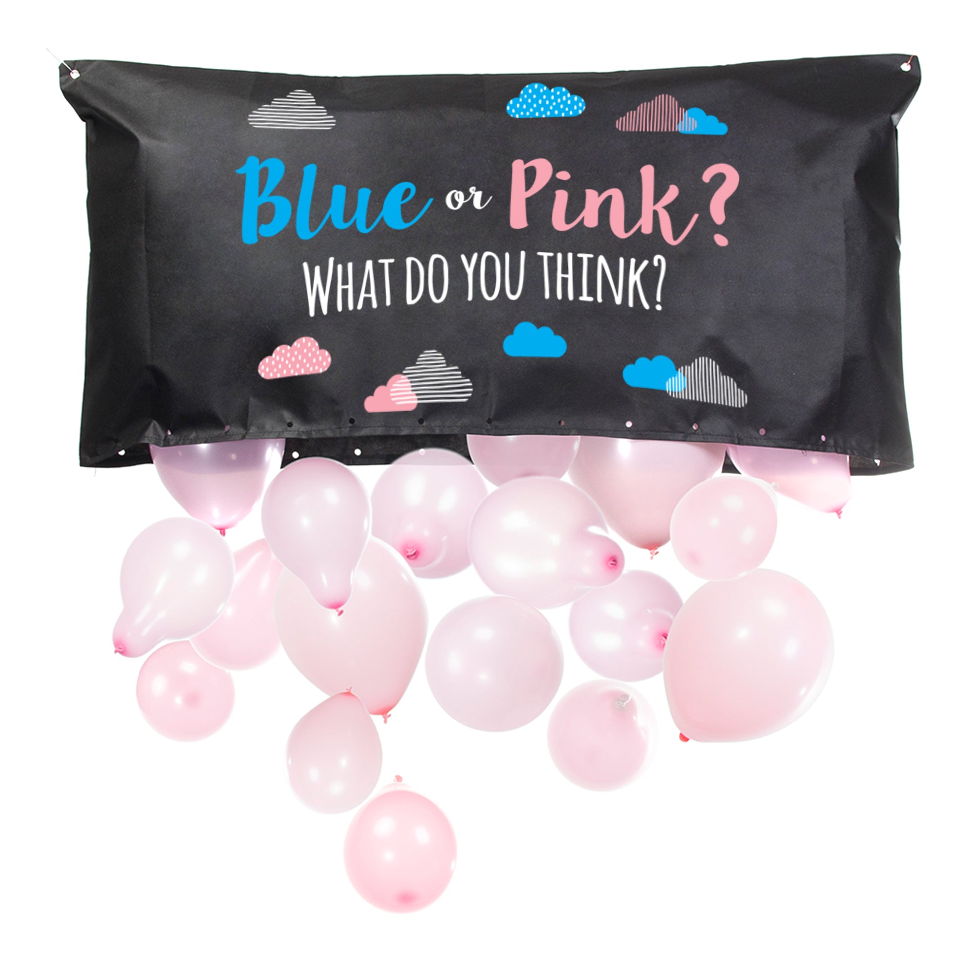 Pop Fizz Designs | Gender Reveal Balloon Drop Bag | Blue or Pink?