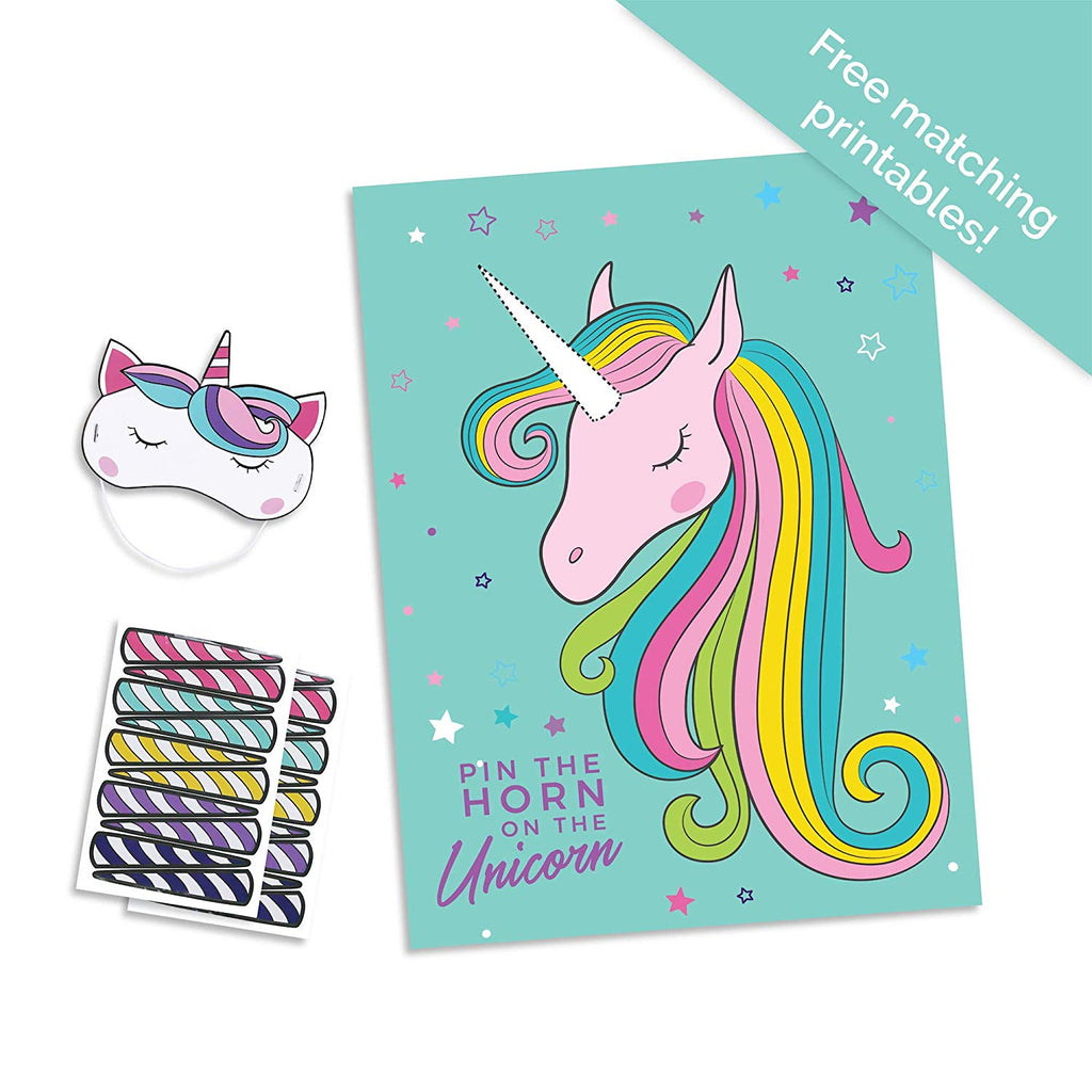 pin the horn on the unicorn party game pop fizz designs