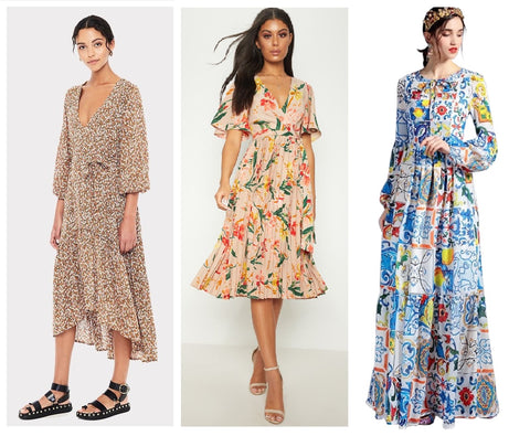 Peasant Floral midi and maxi Print Dresses
