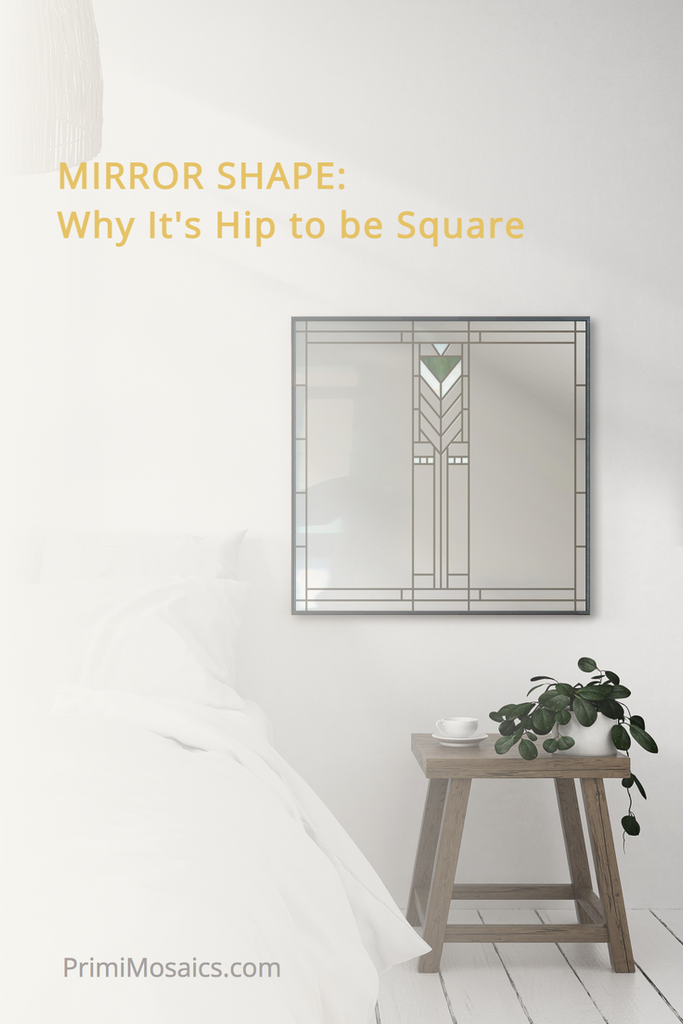 Blog post cover page with square mirror in bedroom