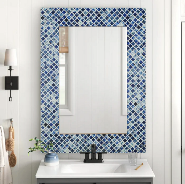 Adelee Blue Wood Quatrefoil Wall Mirror with Bone Inlay 26x36_wayfair