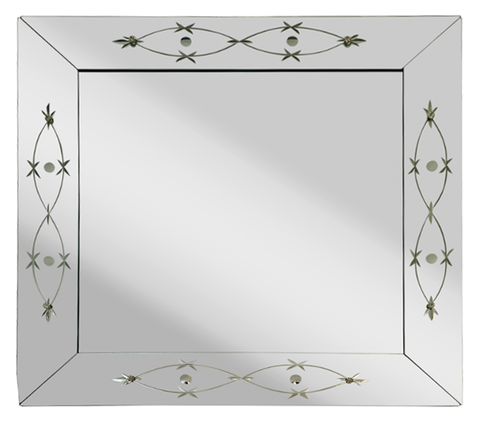 Etch glass art deco mirror