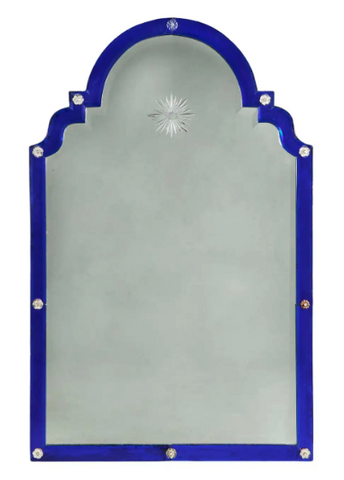 Blue glass art deco mirror