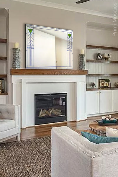 Fireplace mantel 24x36 horizontal wall mirror inspired by Frank Lloyd Wright