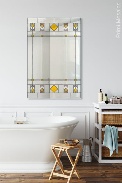 24x36" rectangular bathroom mirror above bathtub