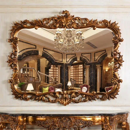 Ornate fireplace mantel mirror