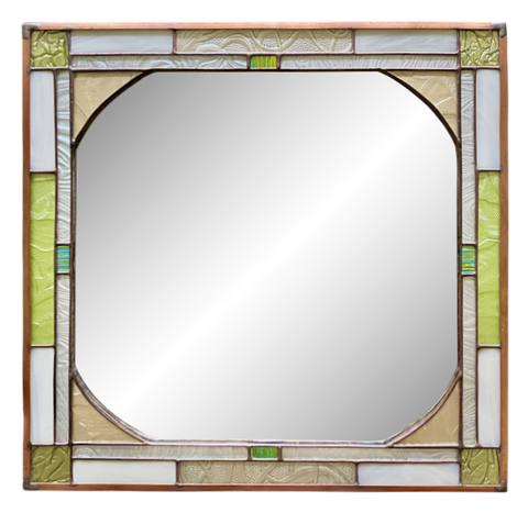 Square stained glass mirror