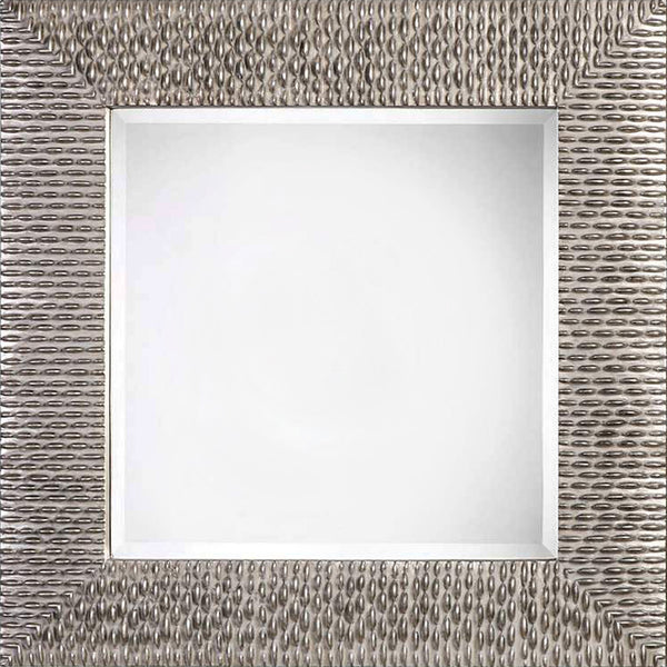 Uttermost Cressida Silver Beaded 40” Square Wall Mirror, Lamps Plus, $635