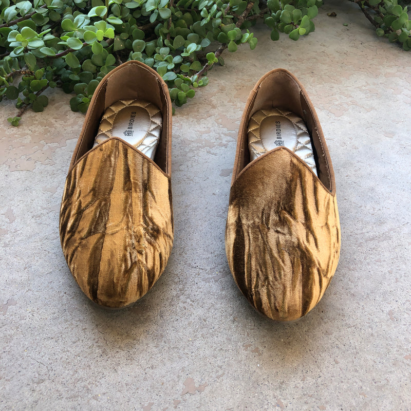 gold velvet loafers