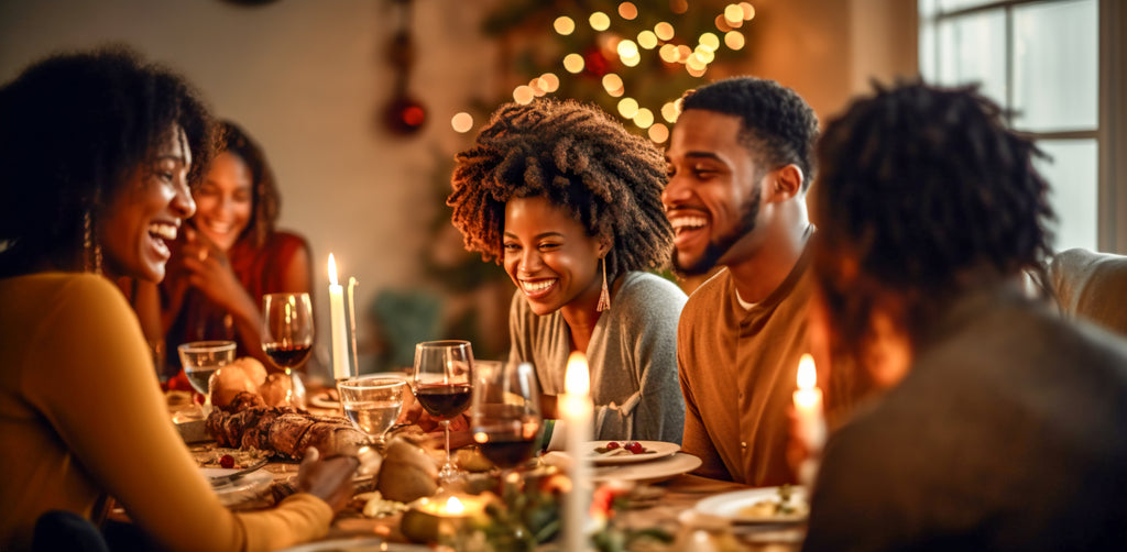 group avoiding gastrointestinal discomfort during holiday meal