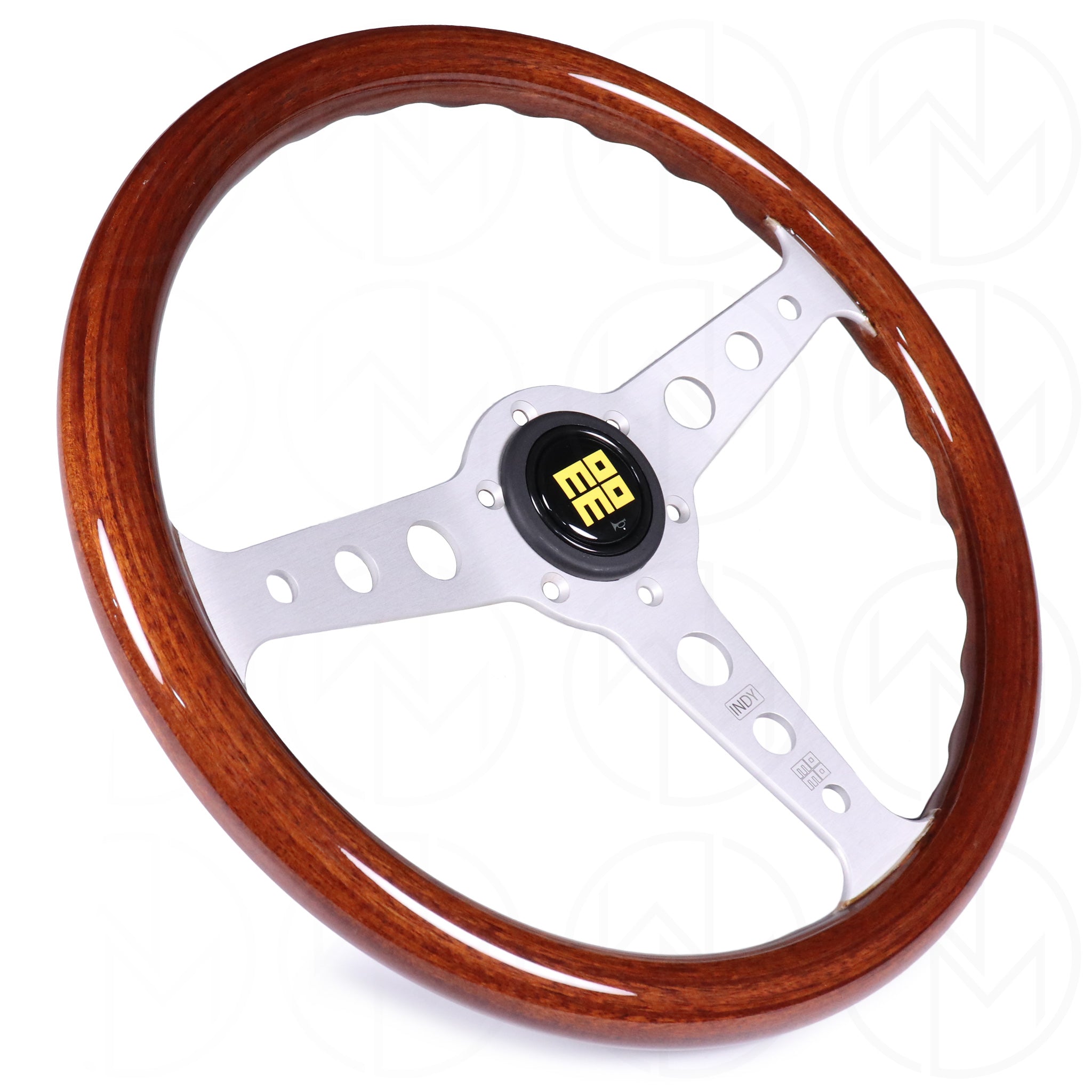 Momo Indy Heritage Line Wood Steering Wheel - 350mm w/Silver