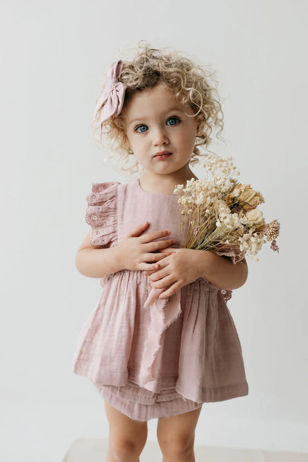 Jamie Kay Organic Cotton Muslin Gemima Dress in Mauve Shadow – Blossom