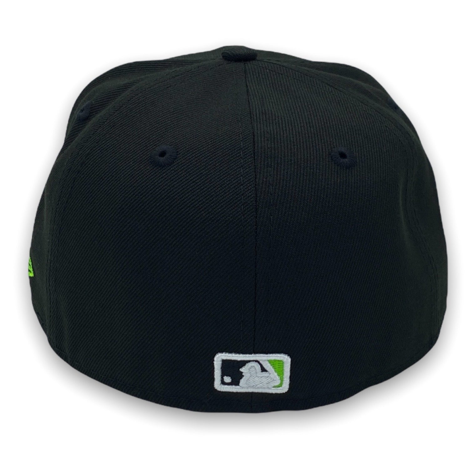 black and lime green fitted hat