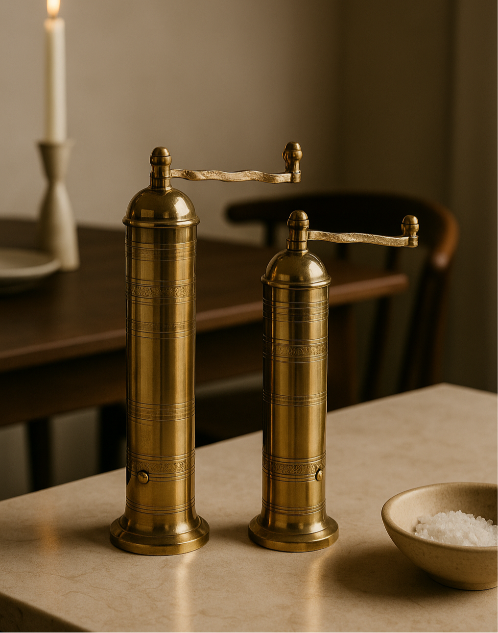 Image of Ophelia Greek Salt + Pepper Mills, Set of 2