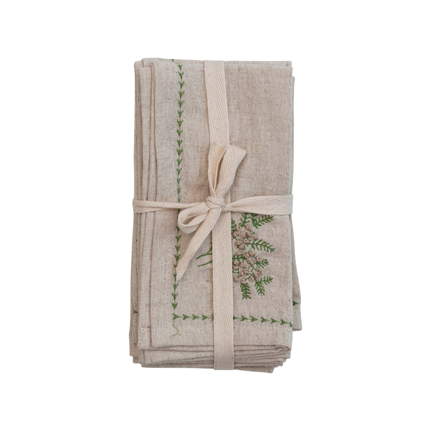 Image of Botanical Embroidery Table Napkins, Set of 4