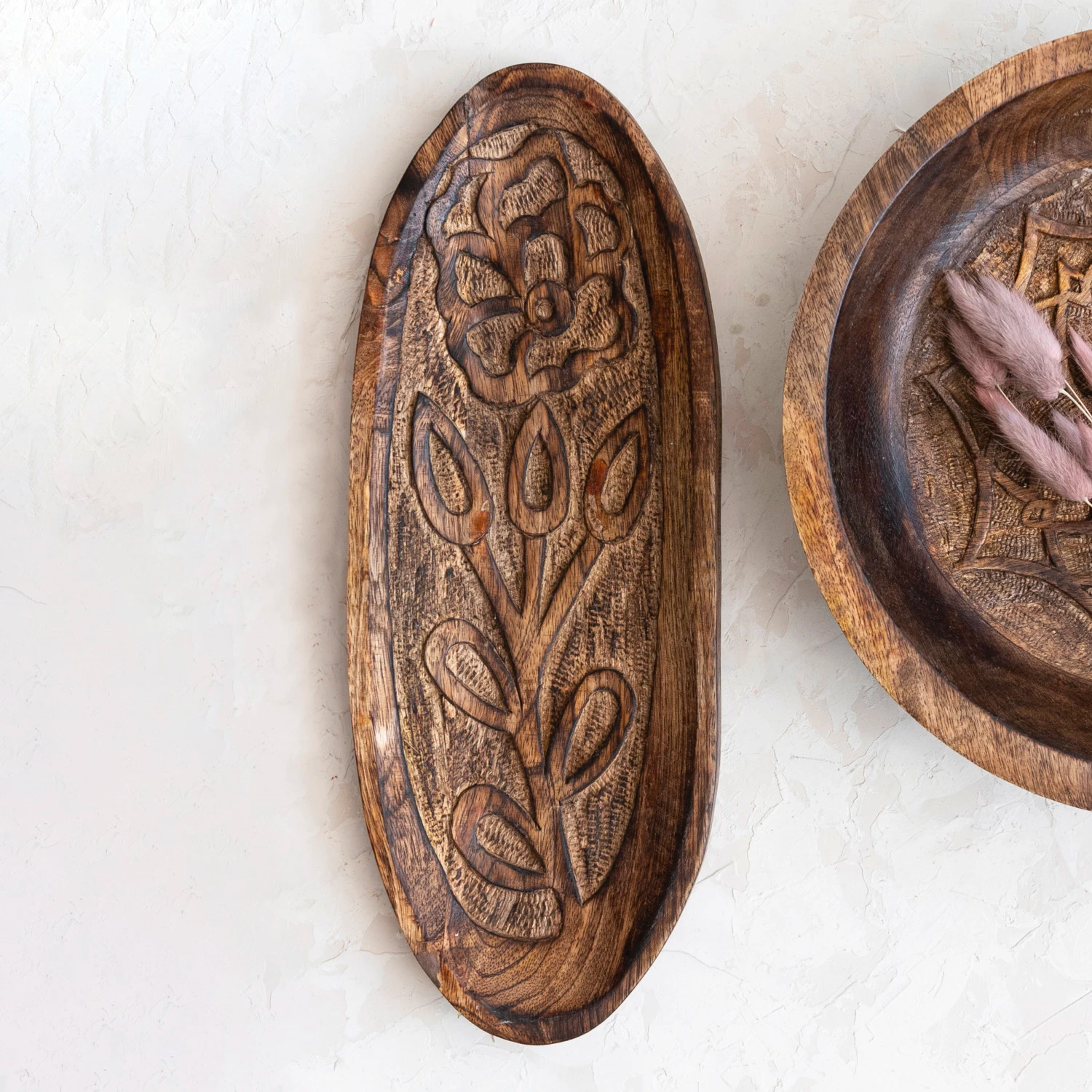 Image of Adelaide Hand-Carved Wood Tray