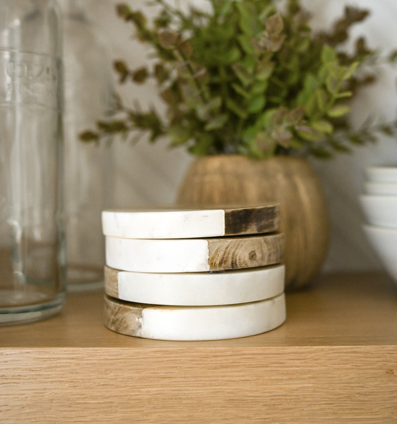 Image of Buckley Wood + White Marble Coasters