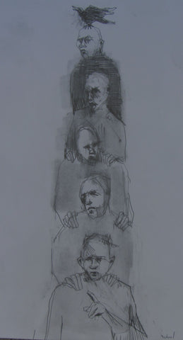 The Totem, pencil sketch by Michael Hermesh
