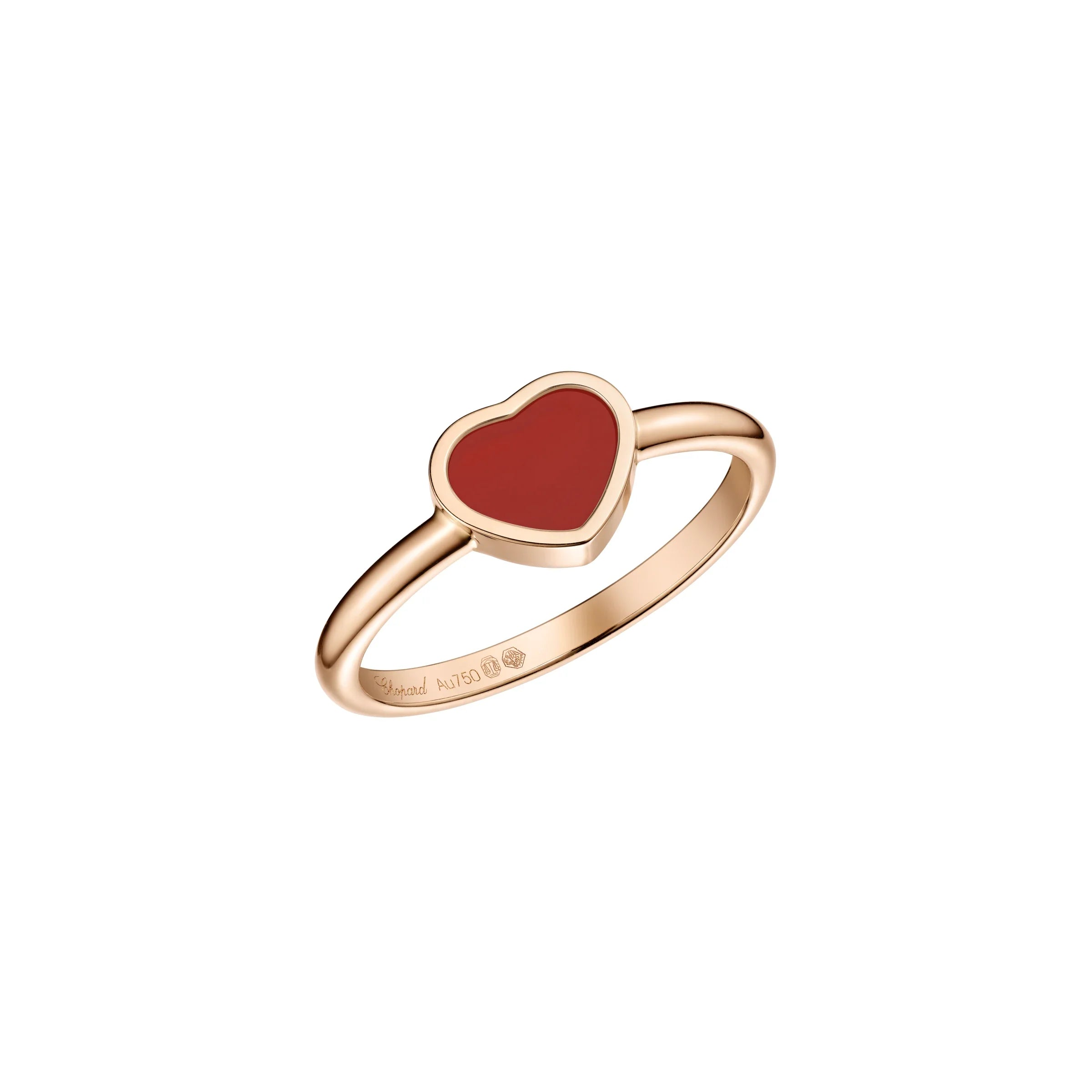 Chopard My Happy Hearts 18ct Rose Gold Carnelian Ring – 50