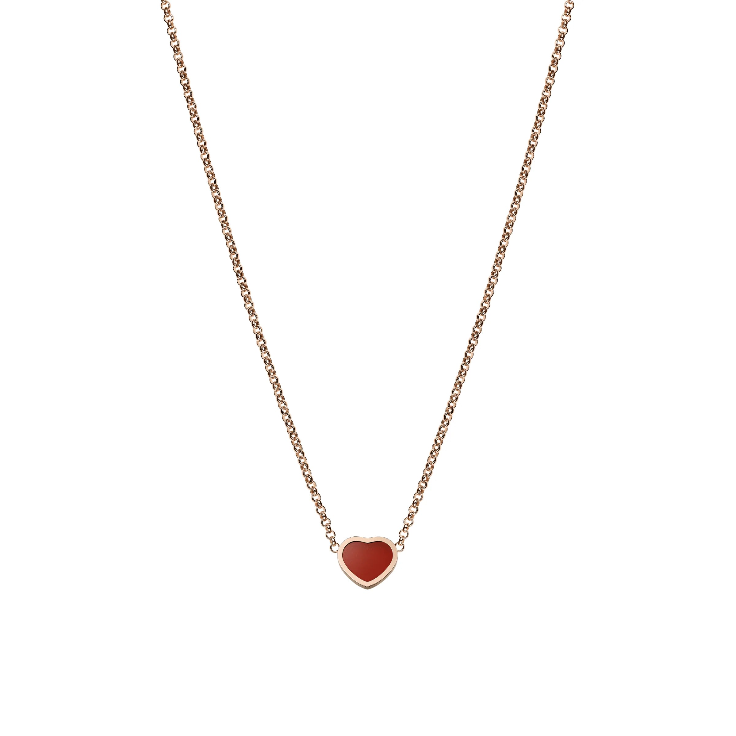 Chopard My Happy Hearts 18ct Rose Gold Carnelian Necklace