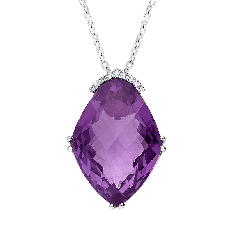 18ct White Gold 35.10ct Amethyst Diamond Necklace 