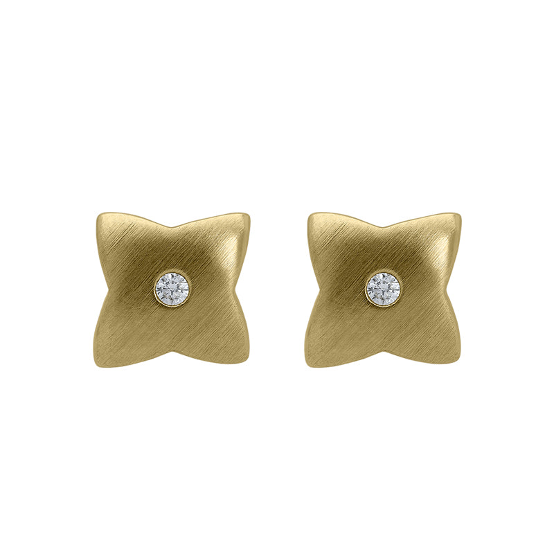 18ct Yellow Gold 0.04ct Diamond Floral Stud Earrings 