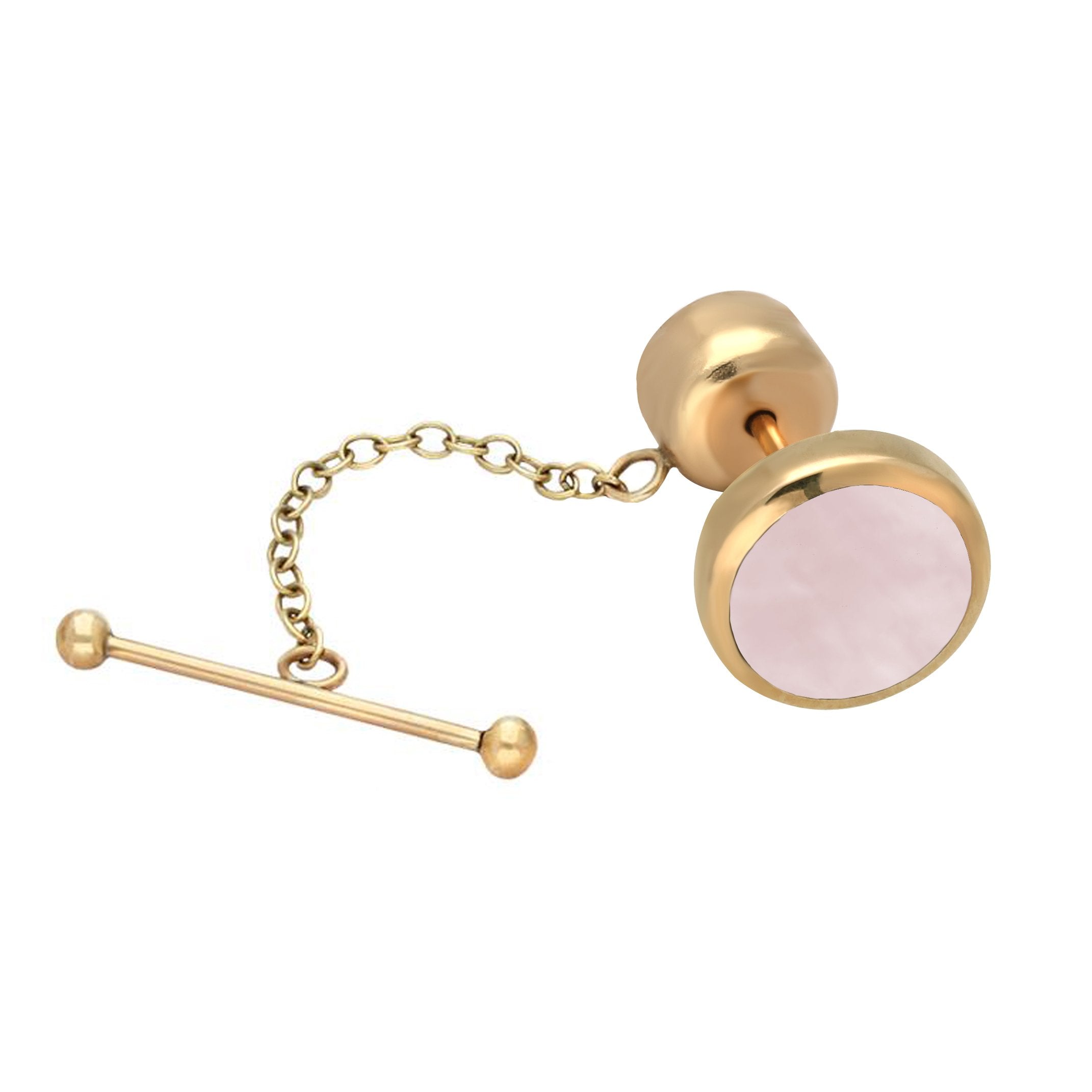 9ct Yellow Gold Pink Mother Of Pearl Circle Tie Pin | 
