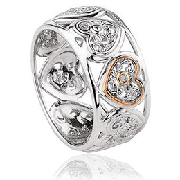 Clogau Tree of Life Sterling Silver Diamond Wide Ring