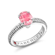 FABERGE THREE COLOURS OF LOVE STERLING SILVER PINK TOURMALINE FLUTED RING