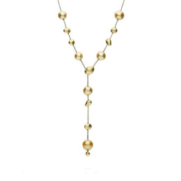 Mikimoto 18ct Yellow Gold Diamond Golden South Sea Pearl Necklace