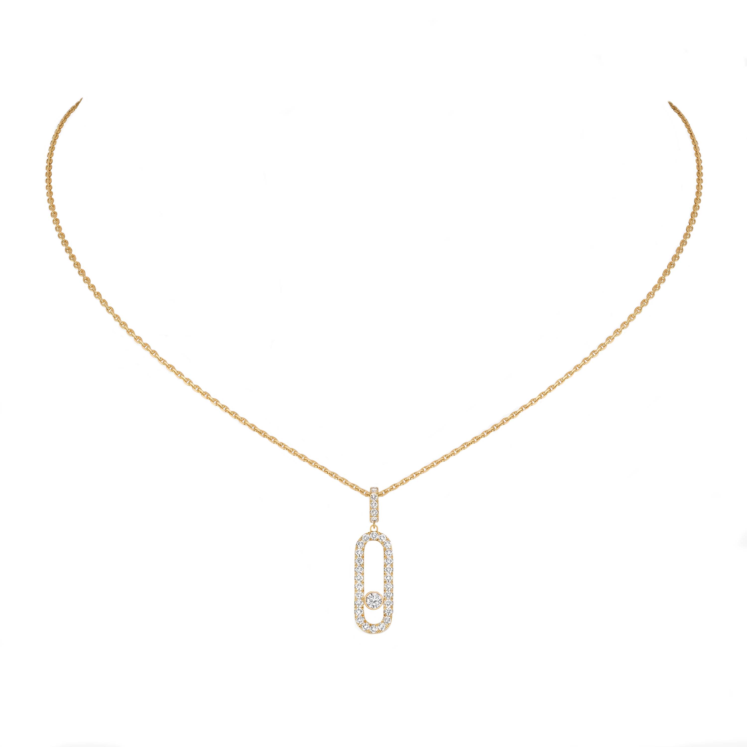 Messika Move Uno Pave 18ct Yellow Gold Diamond Necklace | C W Sellors ...