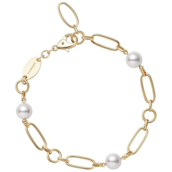 Mikimoto M Code 18ct Yellow Gold White Akoya Pearl Bracelet