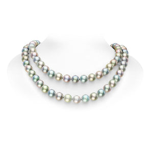 Mikimoto 18ct White Gold Black South Sea Multi-coloured Pearl Diamond Necklace