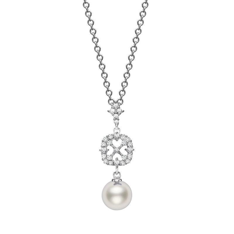 Mikimoto 18ct White Gold Diamond 8mm White A+ Akoya Pearl Necklace PPL ...