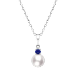 Mikimoto 18ct White Gold Sapphire 7.5mm White A+ Akoya Pearl Necklace