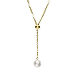 Mikimoto 18ct Yellow Gold 8mm White Akoya Pearl Drop Necklace