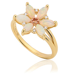 Clogau Lady Snowdon 9ct Yellow Gold Opal Flower Ring