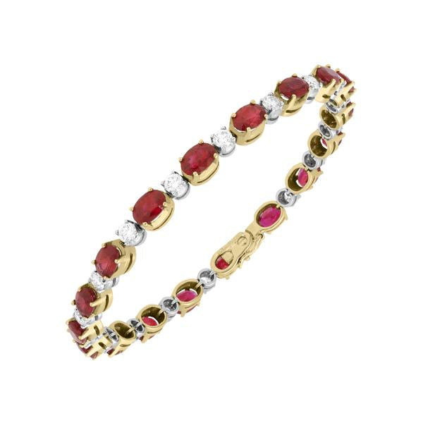 Picchiotti 18ct Yellow Gold 11.74ct Ruby 2.08ct Diamond Tennis Bracelet 