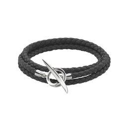 Shaun Leane Quill Sterling Silver Black Leather Wrap Small Bracelet