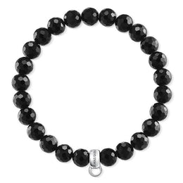 Thomas Sabo Charm Club Sterling Silver Black Obsidian Charm Bracelet 16.5cm