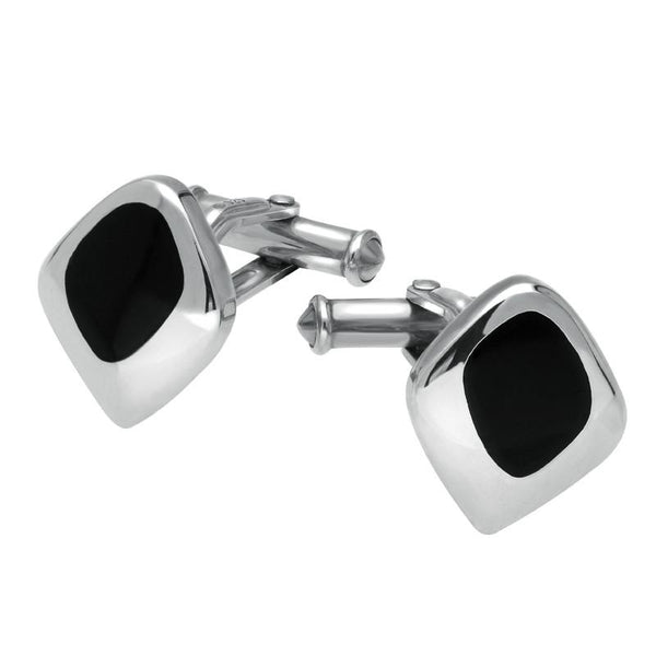 Sterling Silver Whitby Jet Freeform Square Cufflinks