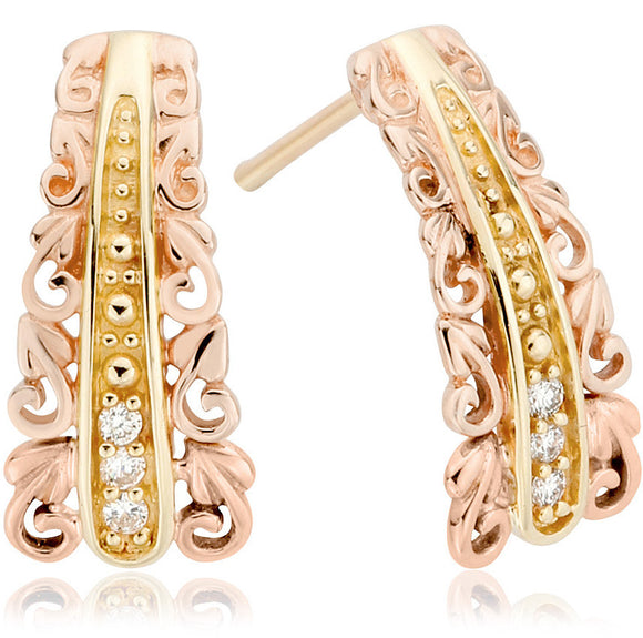 Clogau Am Byth 9ct Yellow And Rose Gold Diamond Tapered Earrings ABE03 ...