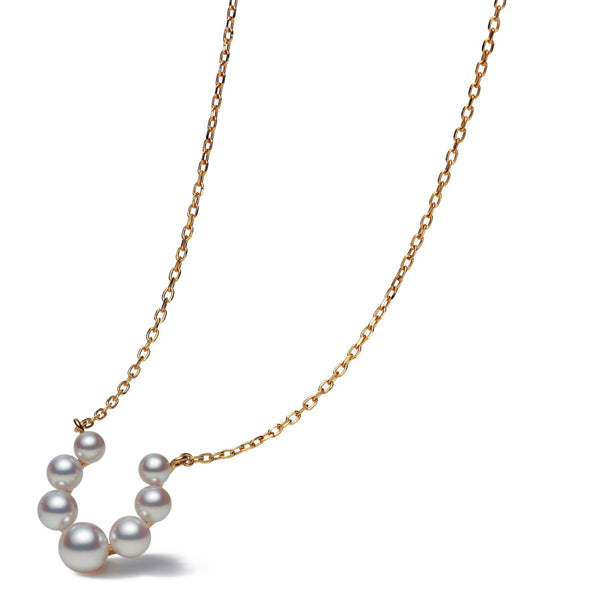 Mikimoto 18ct Yellow Gold White Akoya Pearl Horseshoe Pendant