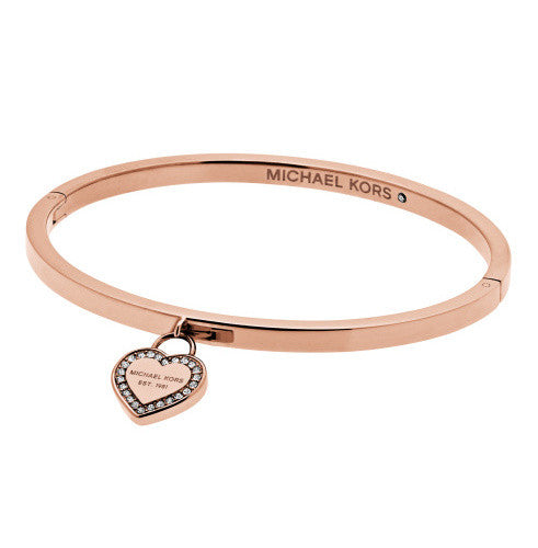 Michael Kors Rose Gold-Tone Logo Heart Bangle MKJ5039 | C W Sellors Fine  Jewellery